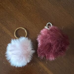 Fluffy Keychain Set - Pink and Burgundy